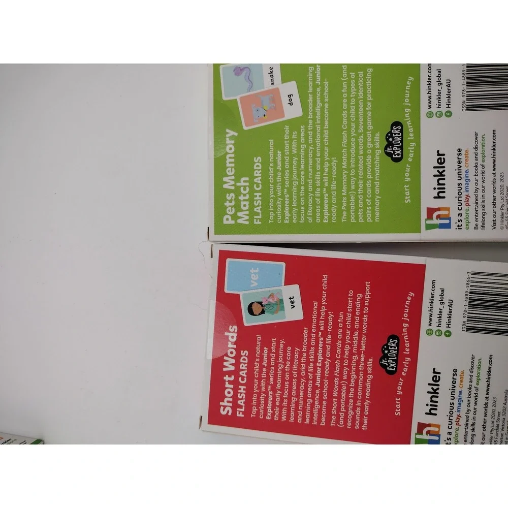 Hinkler Jr Explorers Flash Cards Set 4‎ Numbers Food Words Pets Memory Match